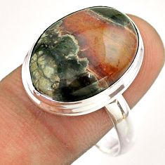 925 silver 14.12cts solitaire natural mushroom rhyolite oval ring size 11 t54507