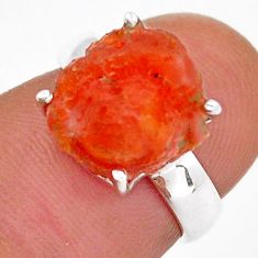 925 silver 4.90cts solitaire natural orange mexican fire opal ring size 5 y3308