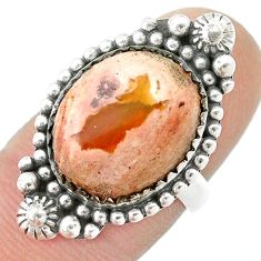 925 silver 9.04cts solitaire natural orange mexican fire opal ring size 6 u39463