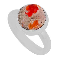 925 silver 4.69cts solitaire natural orange mexican fire opal ring size 7 n34236