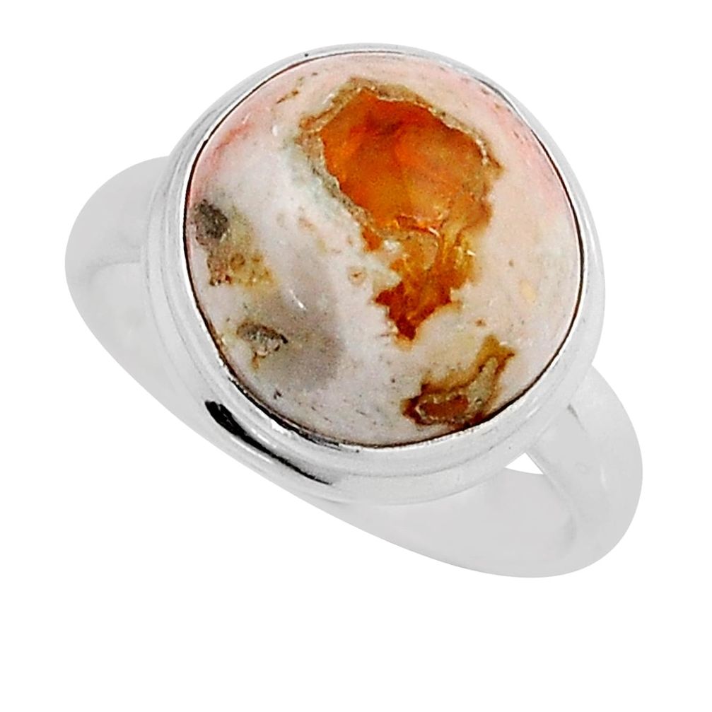 925 silver 6.82cts solitaire natural orange mexican fire opal ring size 7 y57157