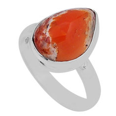 925 silver 6.10cts solitaire natural orange mexican fire opal ring size 8 n34231