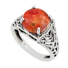 925 silver 5.10cts solitaire natural orange mojave turquoise ring size 6 y95795