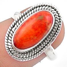 Clearance Sale- 925 silver 4.93cts solitaire natural orange mojave turquoise ring size 7 u15123
