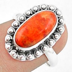 Clearance Sale- 925 silver 3.92cts solitaire natural orange mojave turquoise ring size 7 u27812
