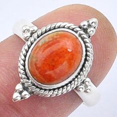 925 silver 4.13cts solitaire natural orange mojave turquoise ring size 7 u56439