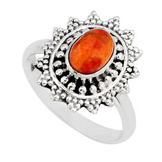 925 silver 1.46cts solitaire natural orange mojave turquoise ring size 7 y69359