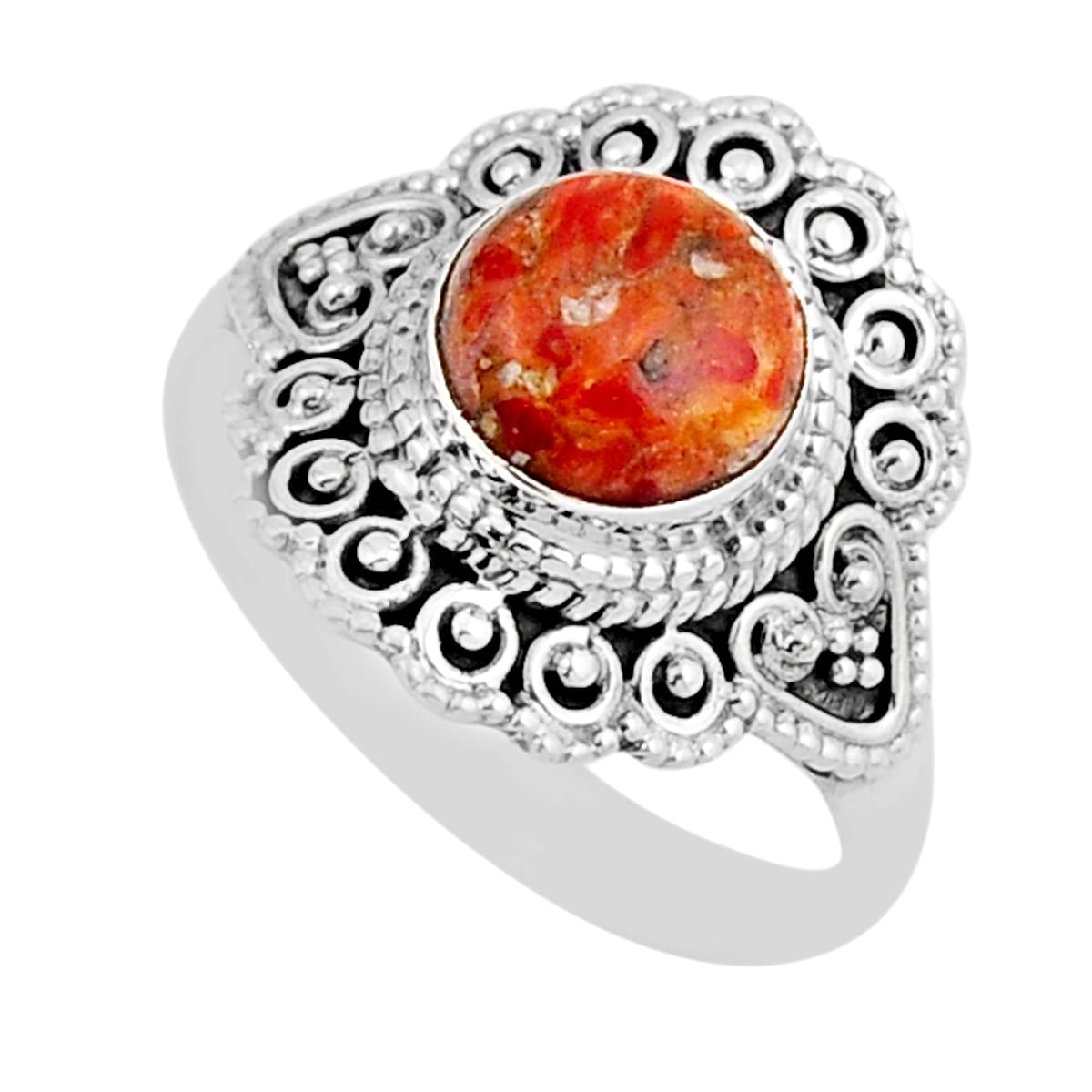 925 Silver Solitaire Natural Orange Mojave Turquoise Ring Size 8 Y53767 ...