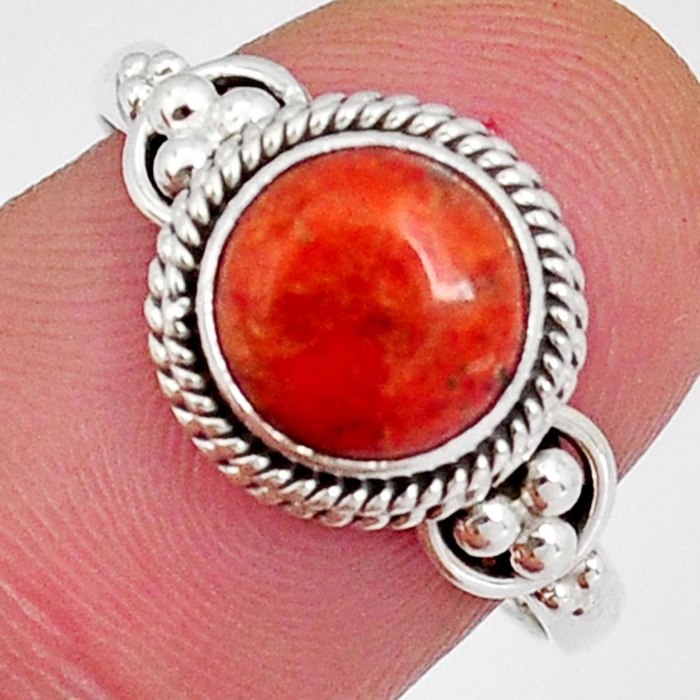 925 silver 3.30cts solitaire natural orange mojave turquoise ring size 8.5 y4523