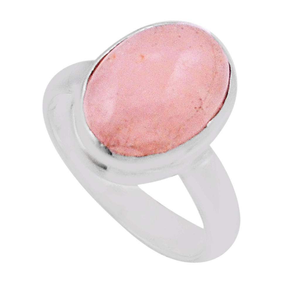 925 silver 6.04cts solitaire natural orange morganite oval ring size 7.5 n39956