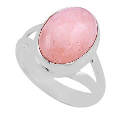 925 silver 6.32cts solitaire natural orange morganite oval ring size 7.5 n39959