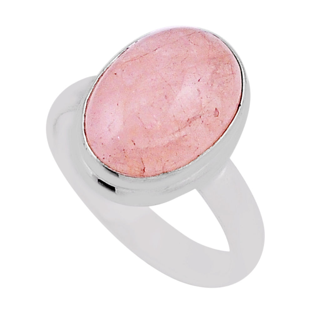 925 silver 6.02cts solitaire natural orange morganite oval ring size 7 n39954