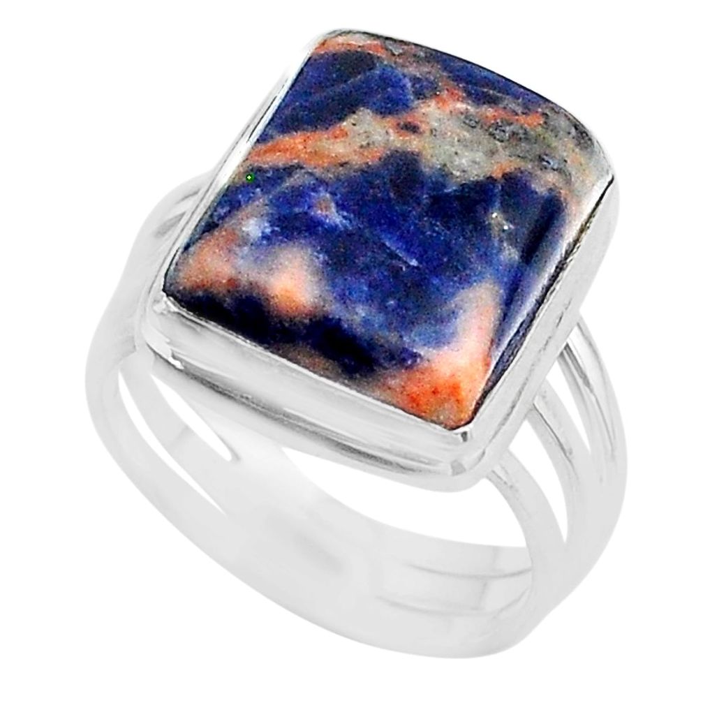 925 silver 14.61cts solitaire natural orange sodalite ring size 9.5 t17811