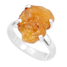 925 silver 6.50cts solitaire natural orange tourmaline rough ring size 7 u37990