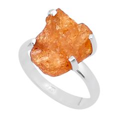 925 silver 7.77cts solitaire natural orange tourmaline rough ring size 9 u38078