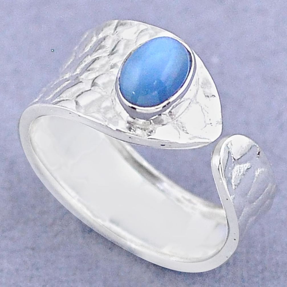 925 silver 1.50cts solitaire natural owyhee opal adjustable ring size 8.5 t47464