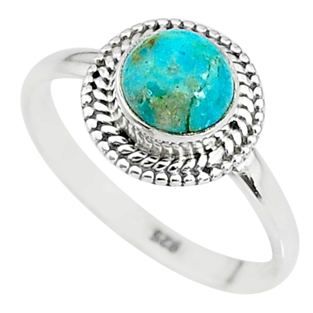 925 silver 2.41cts solitaire natural persian turquoise pyrite ring size 9 t9131