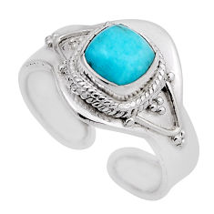 925 silver 2.55cts solitaire natural peruvian amazonite adjustable ring n28348