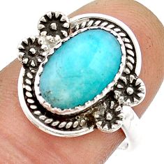 925 silver 4.43cts solitaire natural peruvian amazonite ring size 7.5 u90779