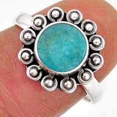 925 silver 3.09cts solitaire natural peruvian amazonite ring size 7.5 y78175