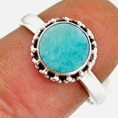 925 silver 3.06cts solitaire natural peruvian amazonite ring size 7.5 y78194