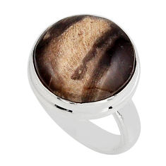 925 silver 10.70cts solitaire natural petrified palm wood ring size 5.5 y95595
