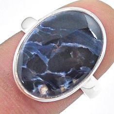 925 silver 13.27cts solitaire natural pietersite (african) ring size 8 u47975