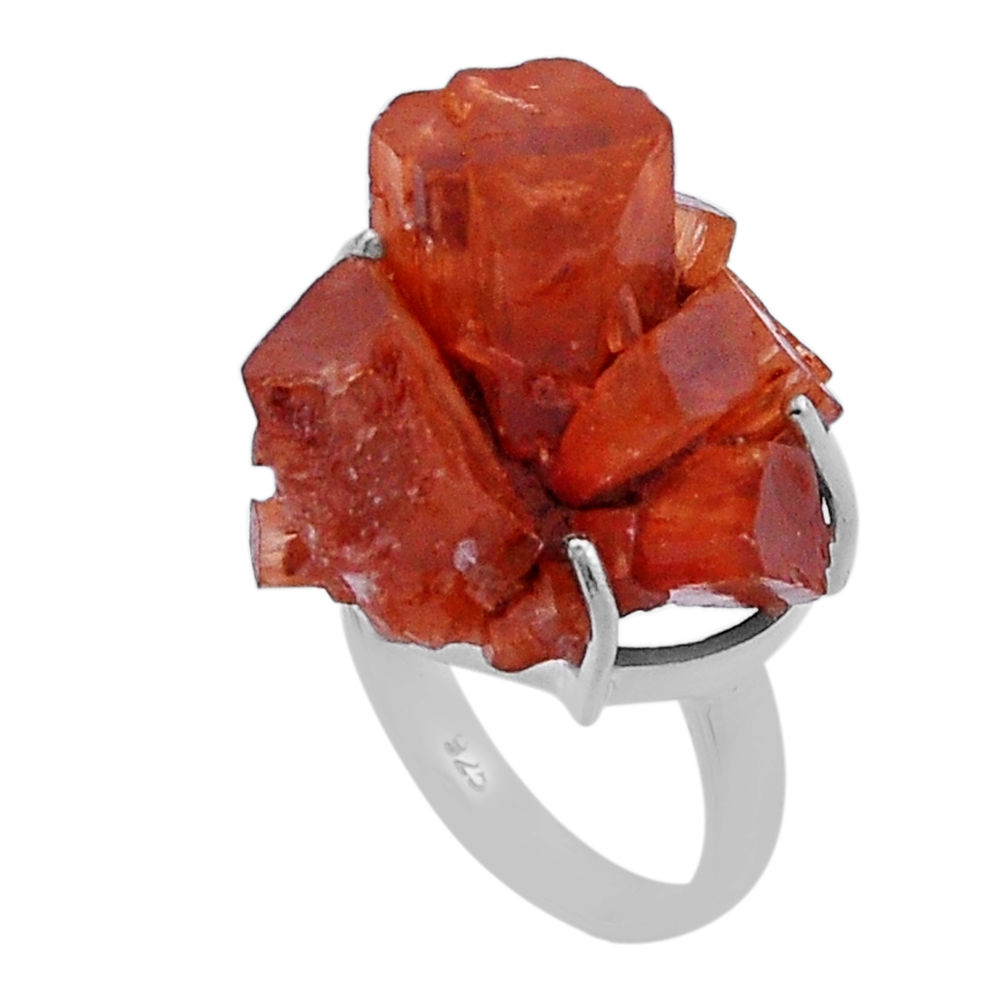 925 silver 28.81cts solitaire natural pink aragonite fancy ring size 8 n47597