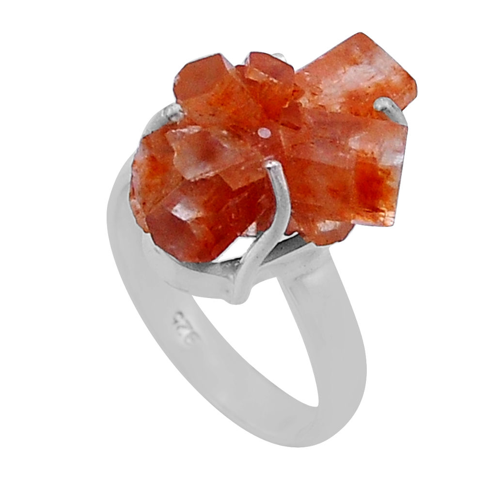 925 silver 14.47cts solitaire natural pink aragonite ring jewelry size 7 n47594