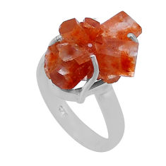 925 silver 14.47cts solitaire natural pink aragonite ring jewelry size 7 n47594