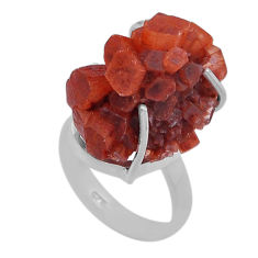 925 silver 22.85cts solitaire natural pink aragonite ring jewelry size 7 n47595