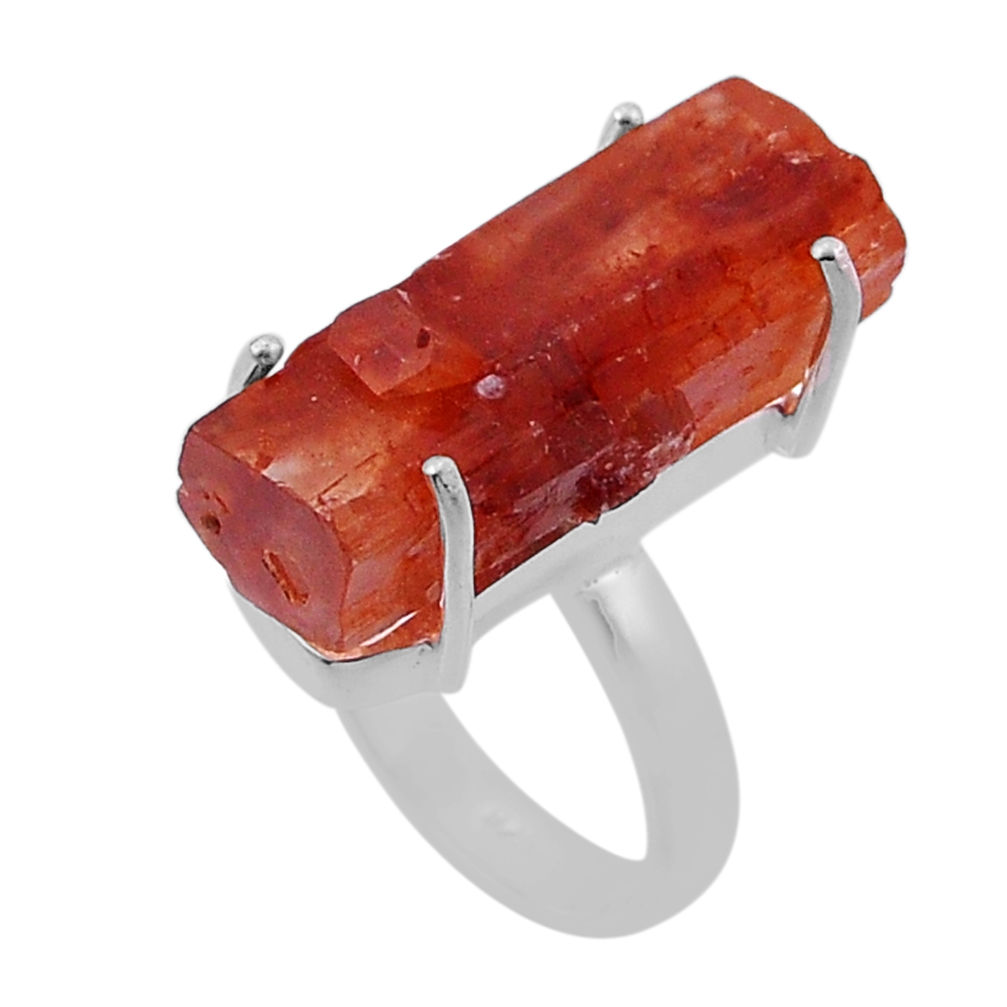 925 silver 21.50cts solitaire natural pink aragonite ring jewelry size 7 n47598