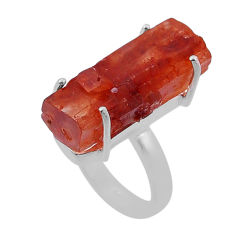 925 silver 21.50cts solitaire natural pink aragonite ring jewelry size 7 n47598