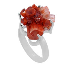 925 silver 17.22cts solitaire natural pink aragonite ring jewelry size 8 n47600