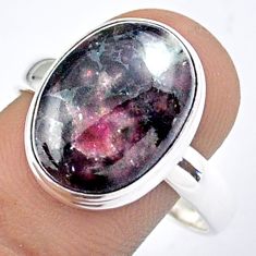 925 silver 10.55cts solitaire natural pink eudialyte oval ring size 11 u12104