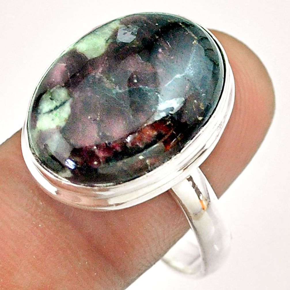 925 silver 15.14cts solitaire natural pink eudialyte oval ring size 10.5 t54476