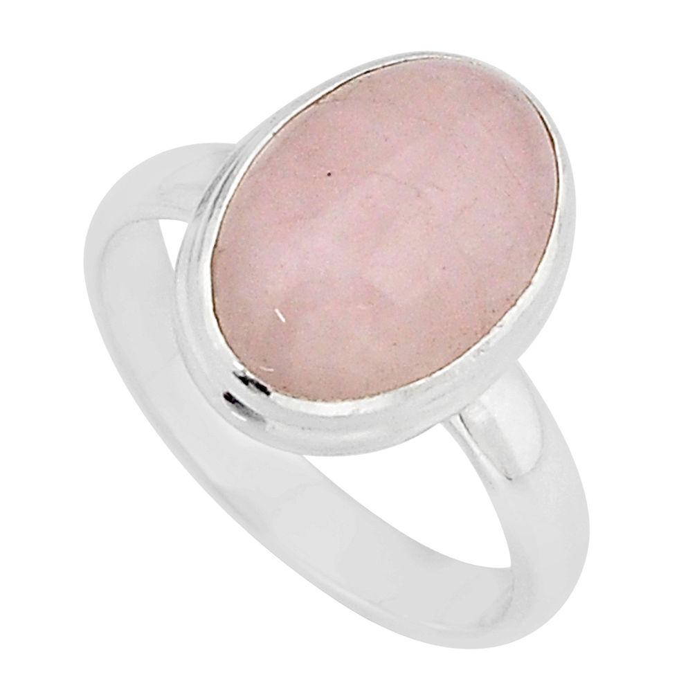 925 silver 6.34cts solitaire natural pink morganite oval ring size 7.5 y66446