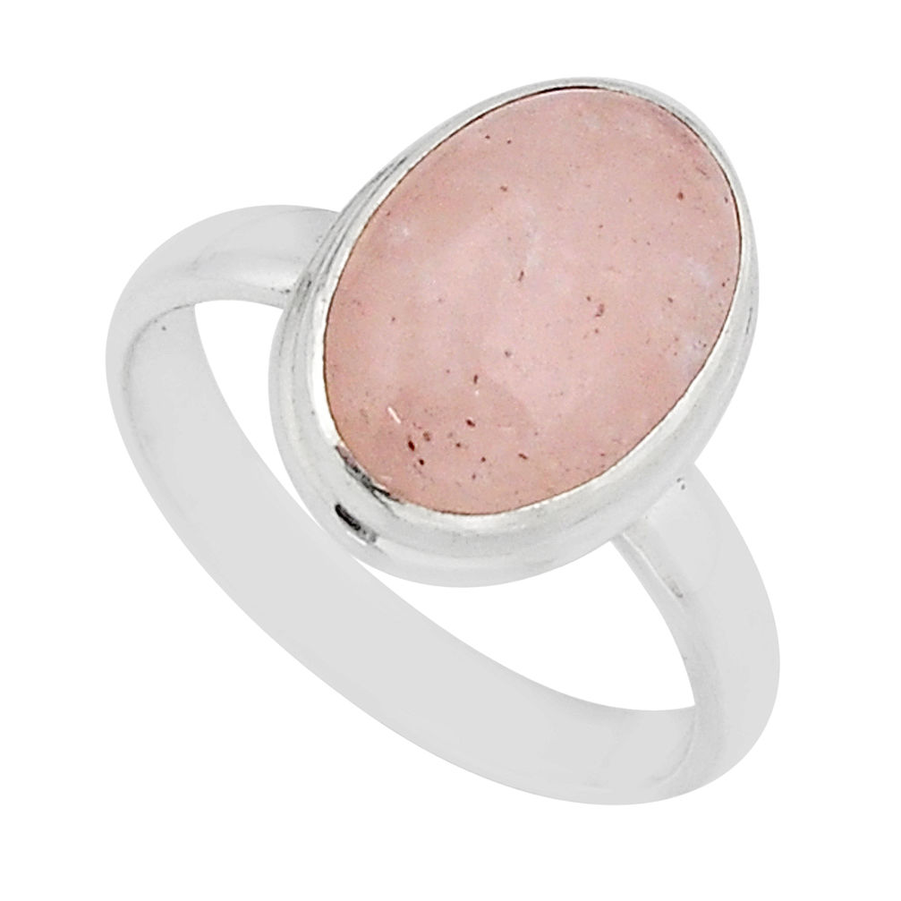925 silver 6.47cts solitaire natural pink morganite oval ring size 8.5 y66450