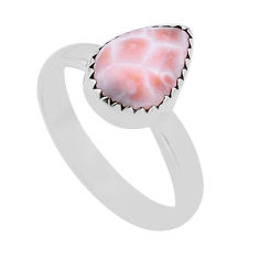 925 silver 4.27cts solitaire natural pink natrolite pear ring size 8.5 n53185