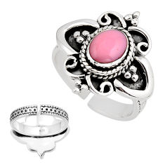 925 silver 1.88cts solitaire natural pink opal adjustable ring size 8.5 y93731