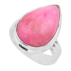 925 silver 11.44cts solitaire natural pink petalite pear ring size 6.5 t29023