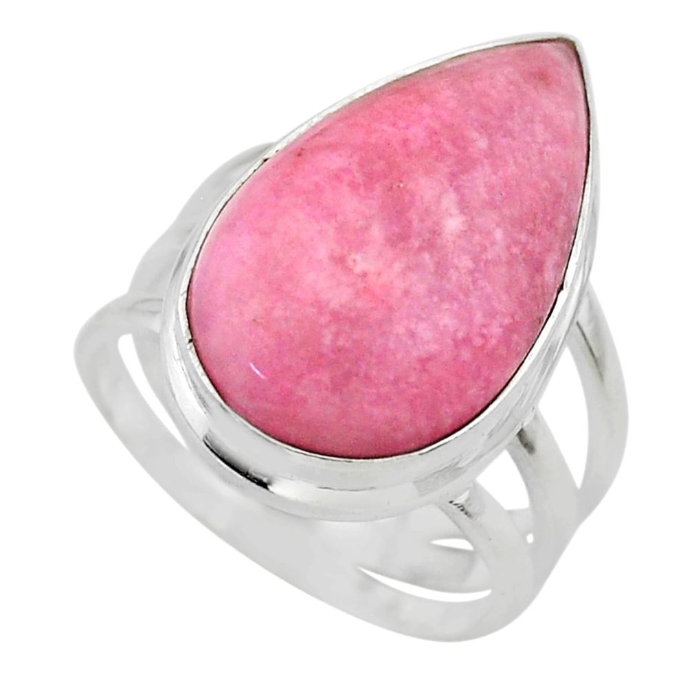 925 silver 13.67cts solitaire natural pink petalite pear ring size 6.5 t29036