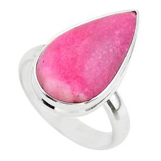 925 silver 8.77cts solitaire natural pink petalite pear shape ring size 7 t39129