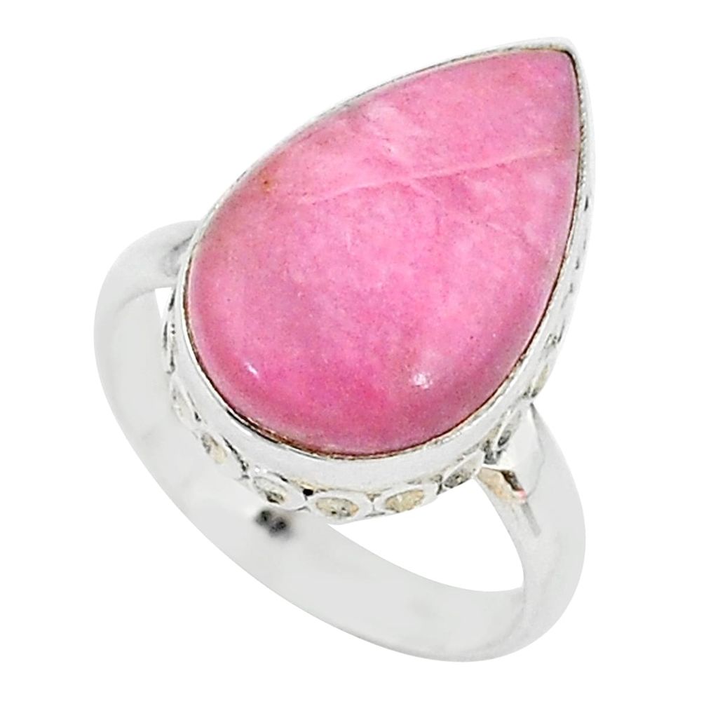 925 silver 9.99cts solitaire natural pink petalite pear shape ring size 8 t10544