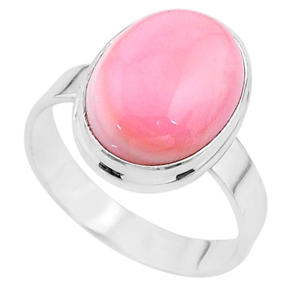 925 silver 9.06cts solitaire natural pink queen conch shell ring size 11 t17971