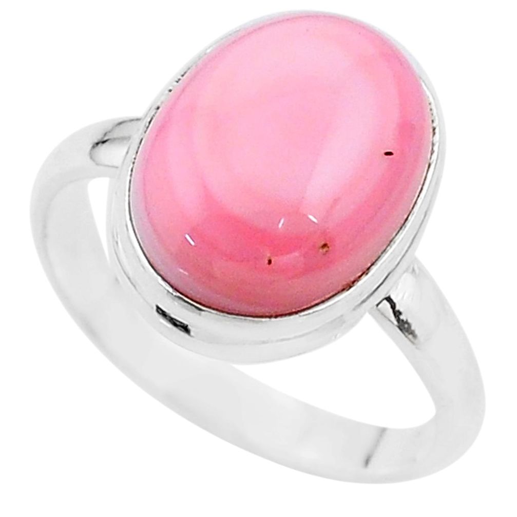 925 silver 9.09cts solitaire natural pink queen conch shell ring size 11 t17974