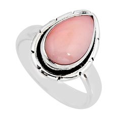 925 silver 2.42cts solitaire natural pink queen conch shell ring size 5 y72213