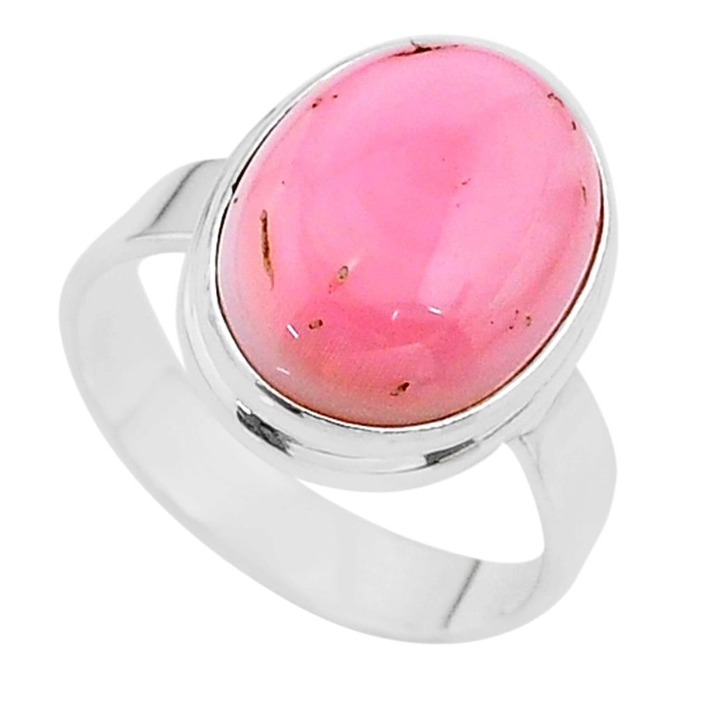 925 silver 8.43cts solitaire natural pink queen conch shell ring size 9 t17977
