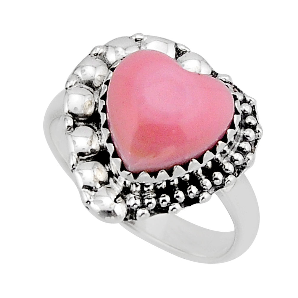 925 silver 5.14cts solitaire natural pink queen pearl heart ring size 7 y71857