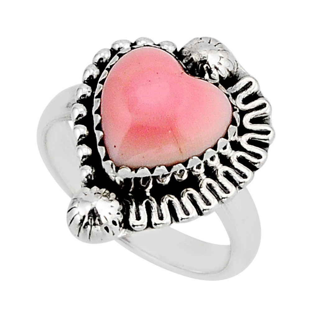 925 silver 5.14cts solitaire natural pink queen pearl heart ring size 7 y71859